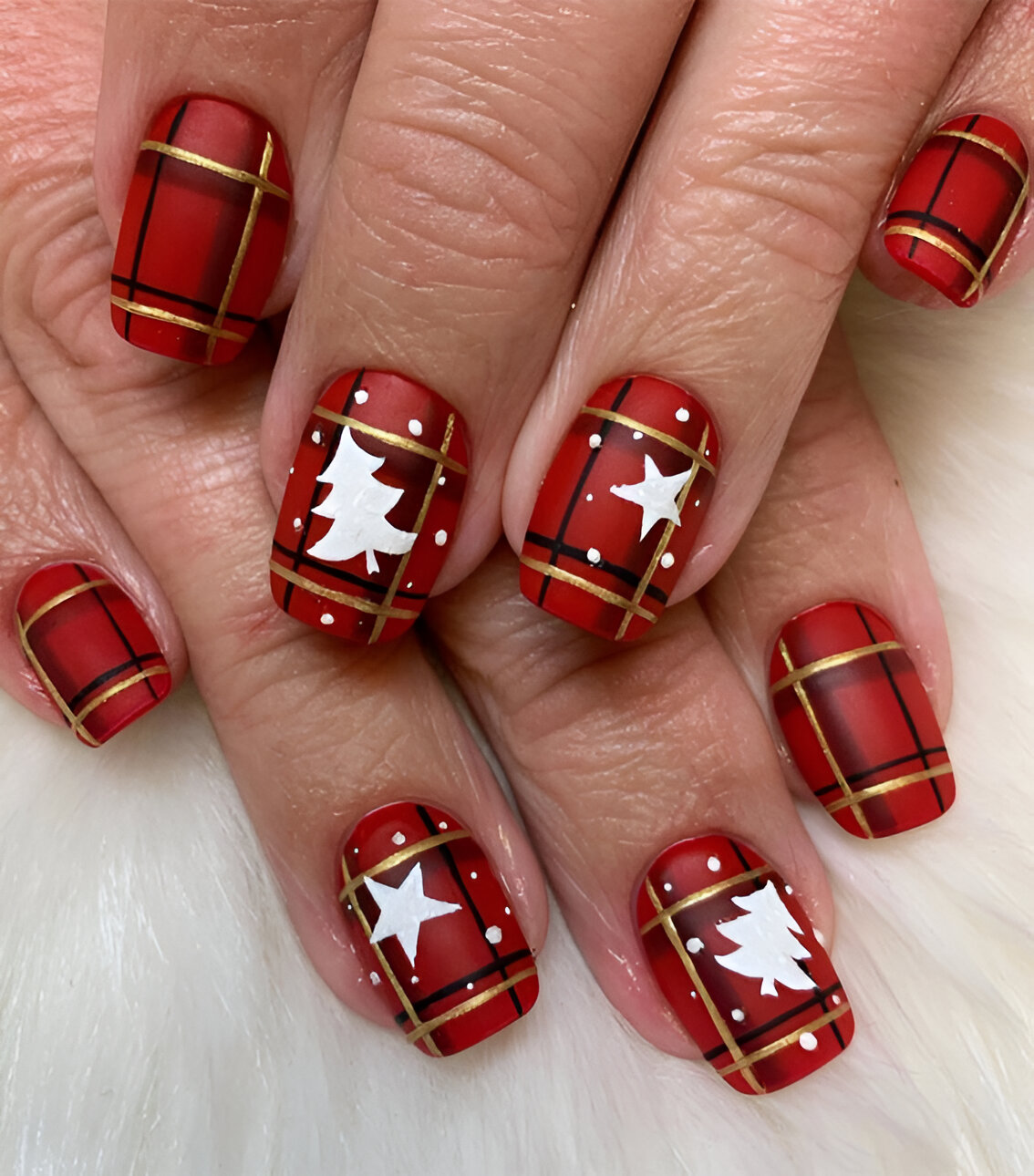 Red Christmas-Themed Nails