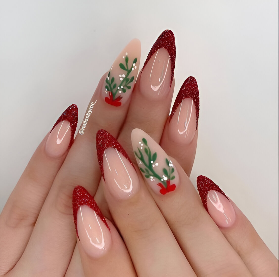 Red French Festive Nail Art