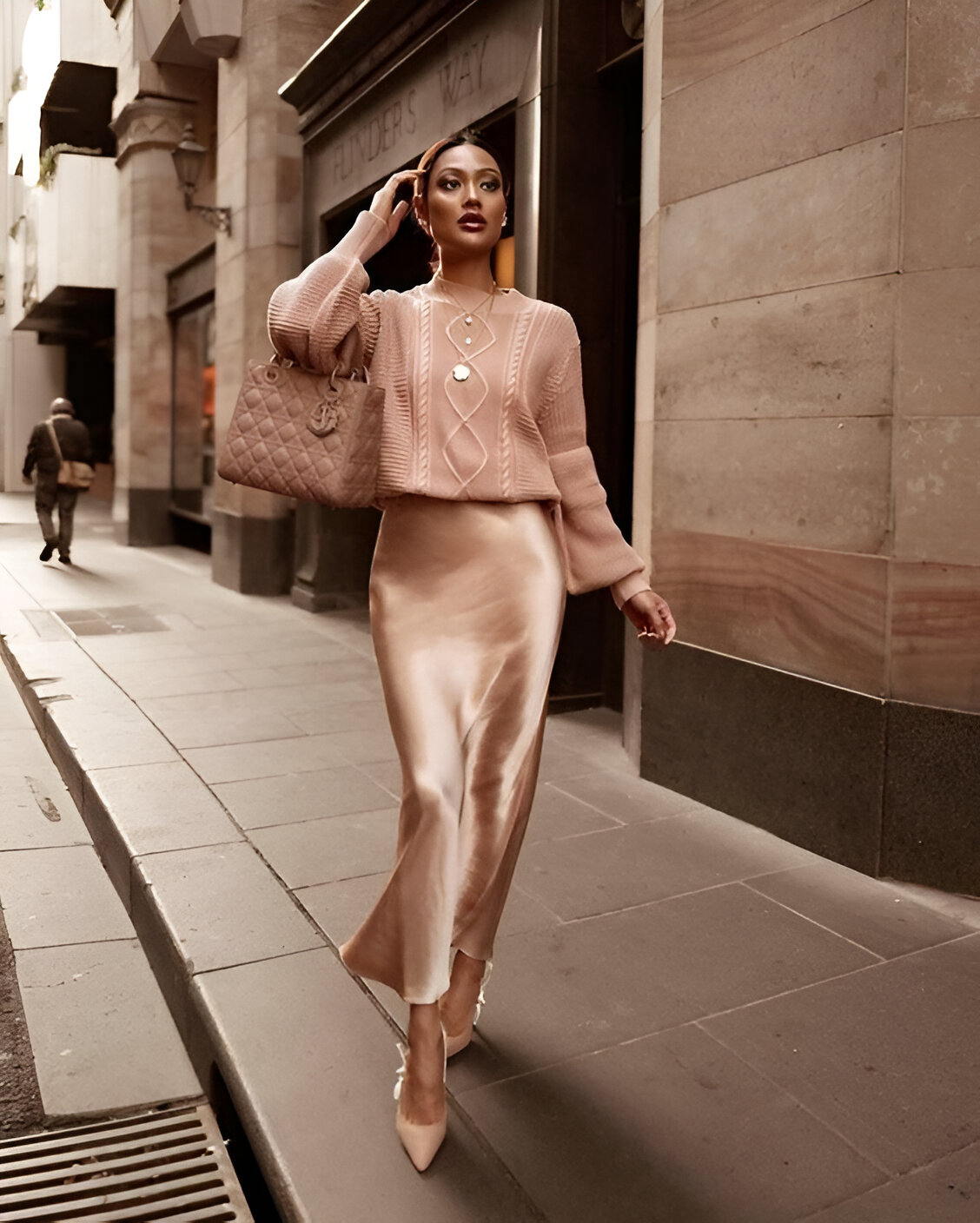 Rose Gold Silk Outfit