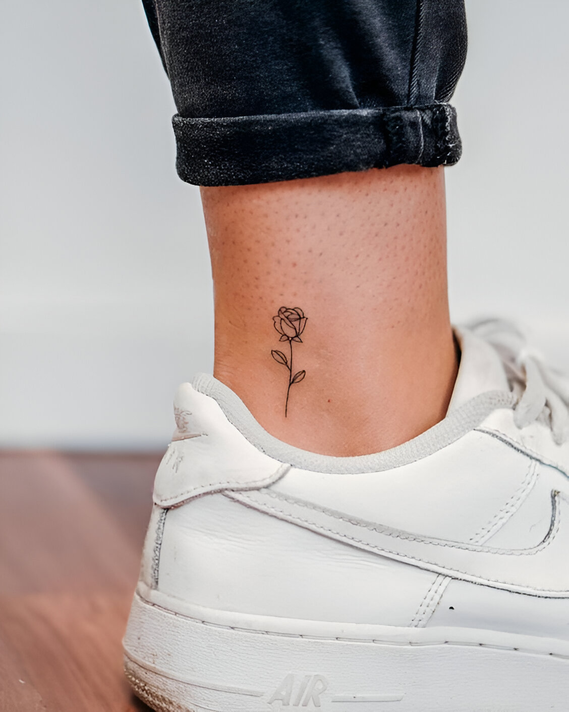 Rose Mini Flower Tattoos On Ankle