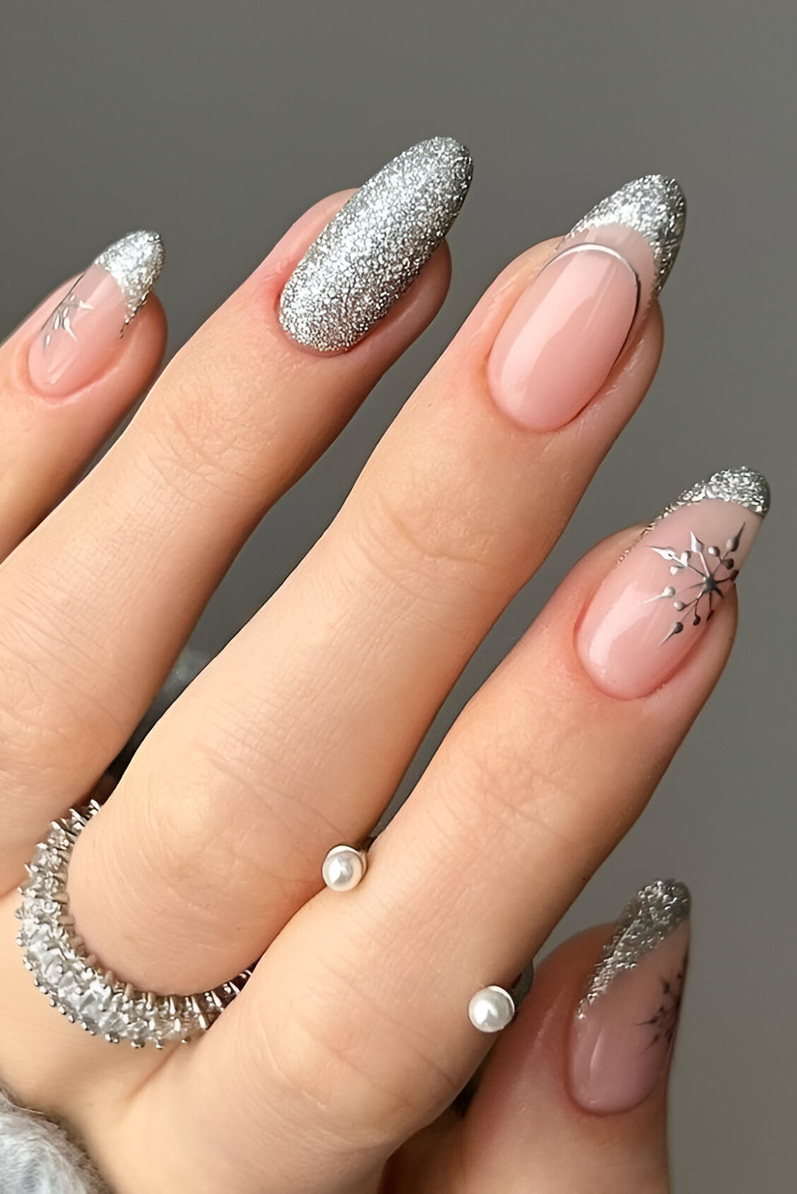 Silver Sparkle Nails
