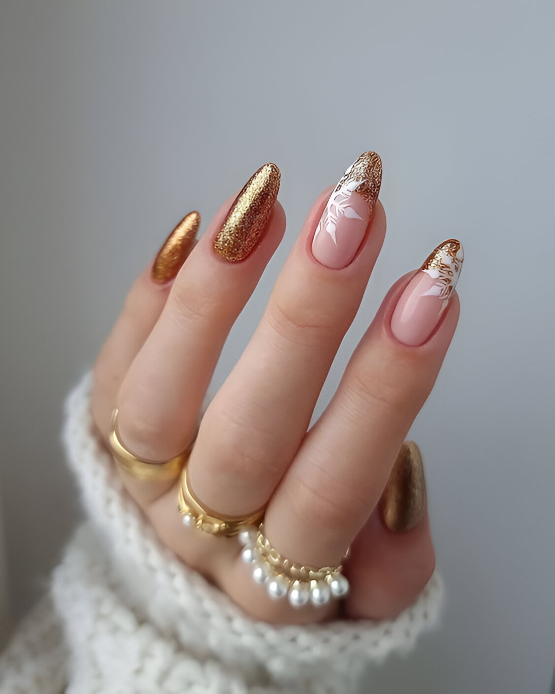 Simple Gold Festive French Tips