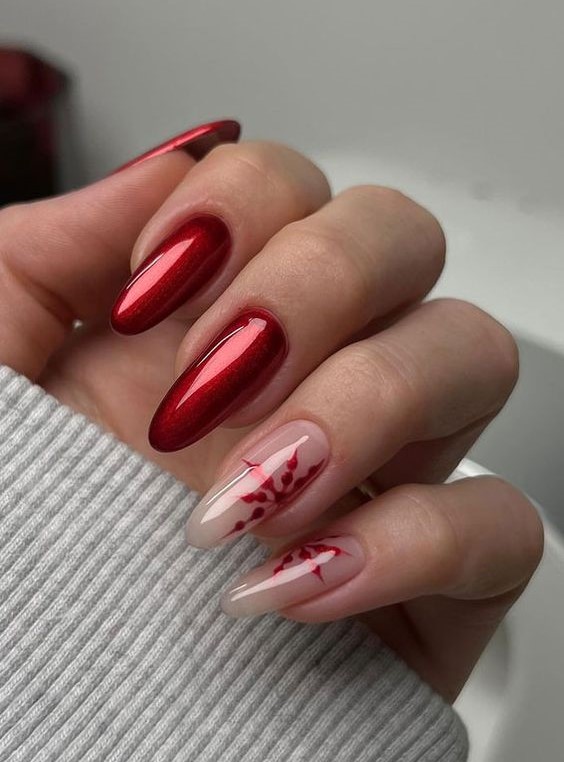 Simple Red December Nails
