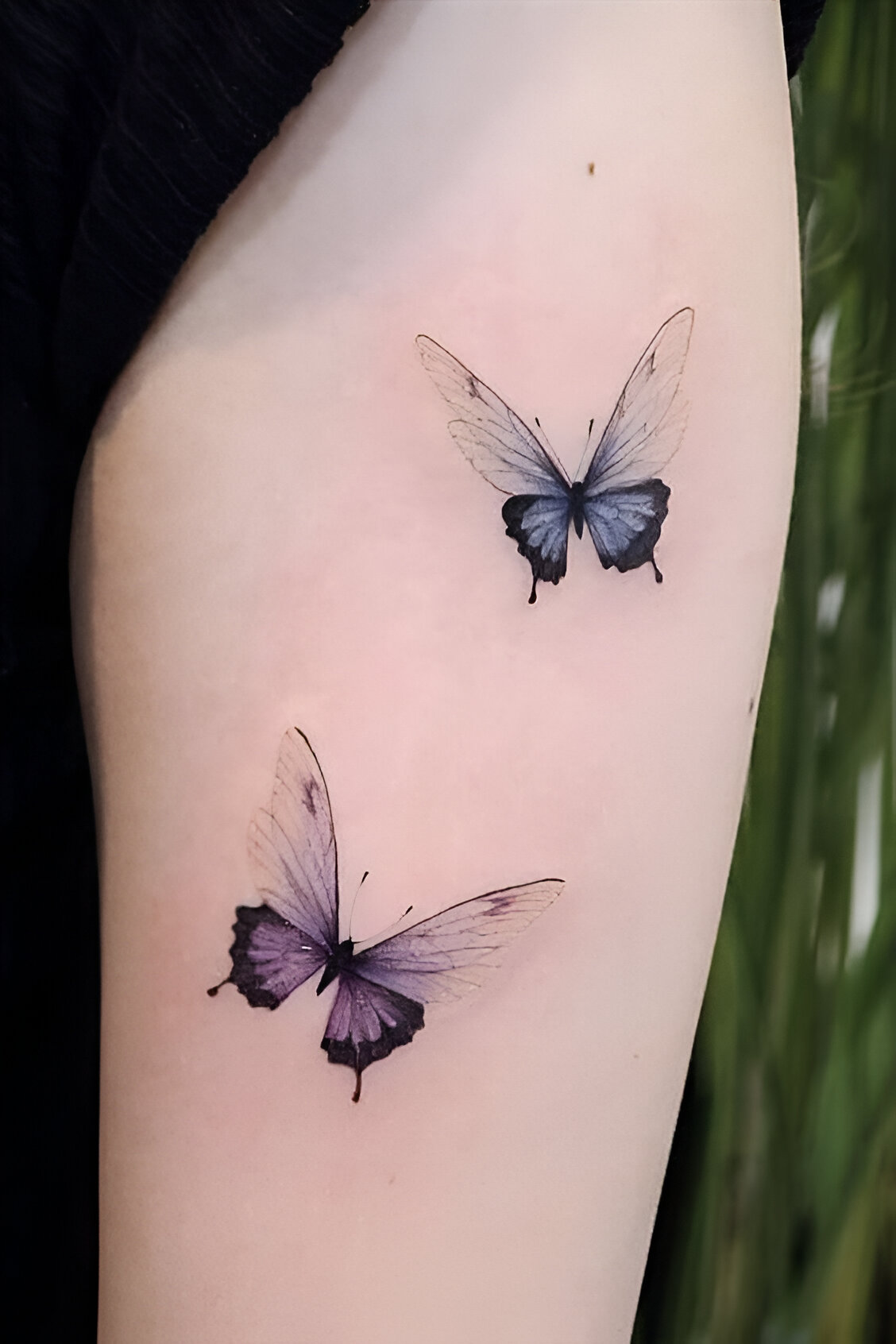 Watercolor Butterfly Leg Tattoos