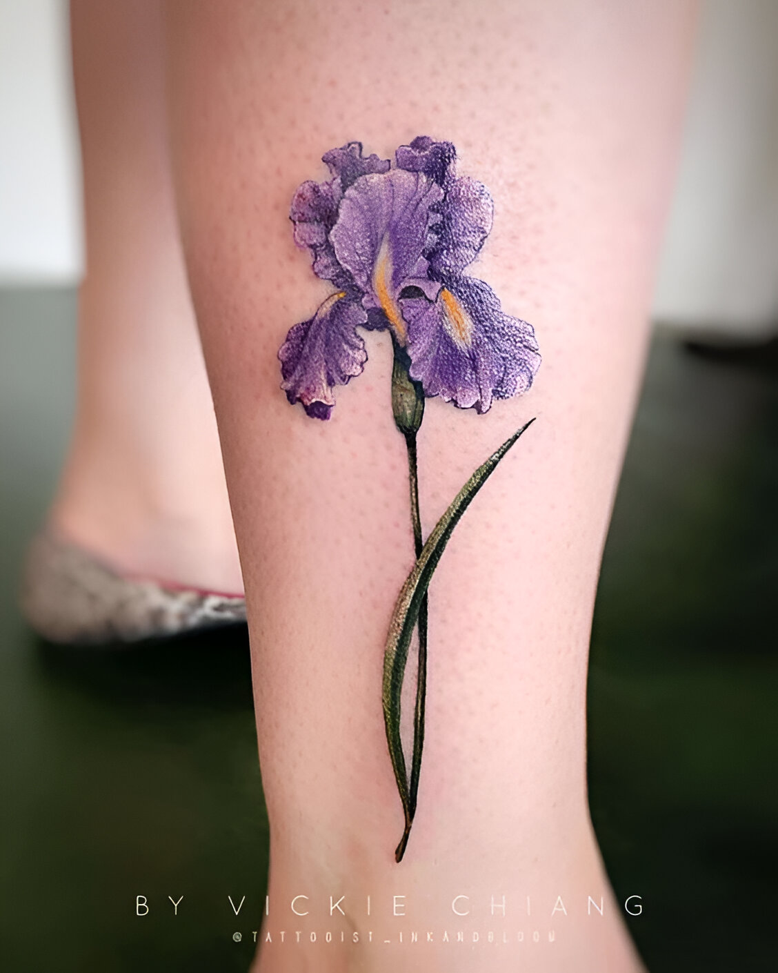 Watercolor Iris Mini Flower Tattoos