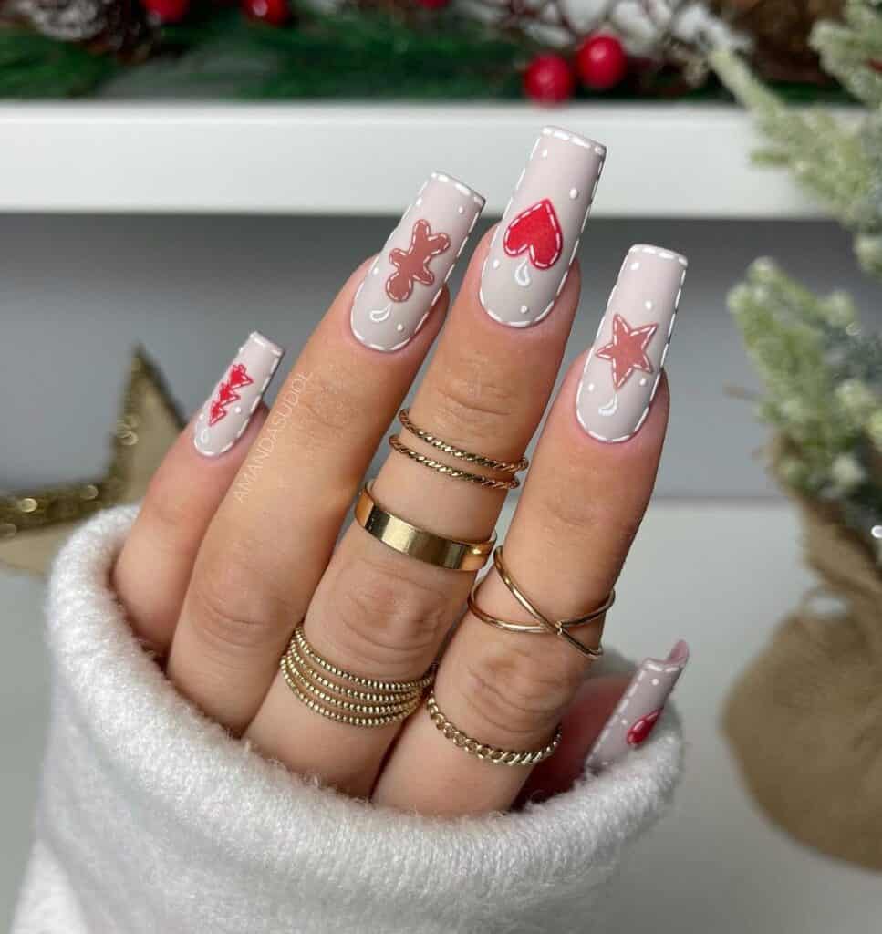 White Gingerbread Nails