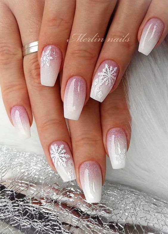 White Gradient Winter Manicures
