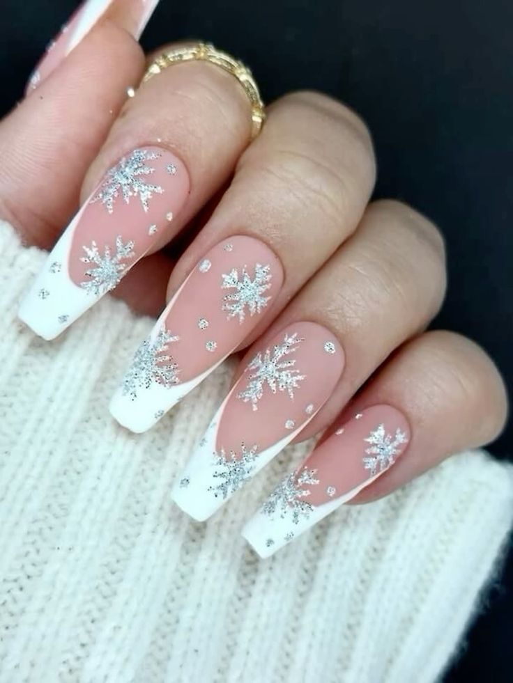 White Snowflake Nails