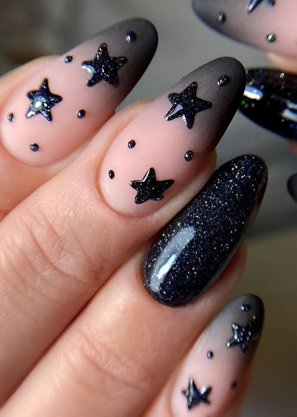 Black Glittered Stars