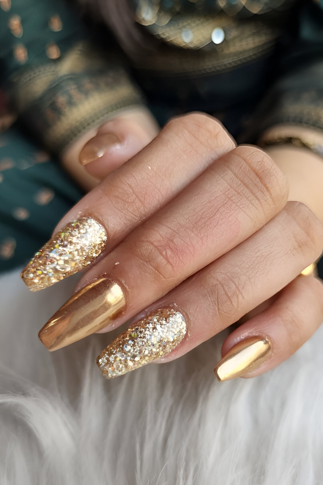 Gold Coffin Nails