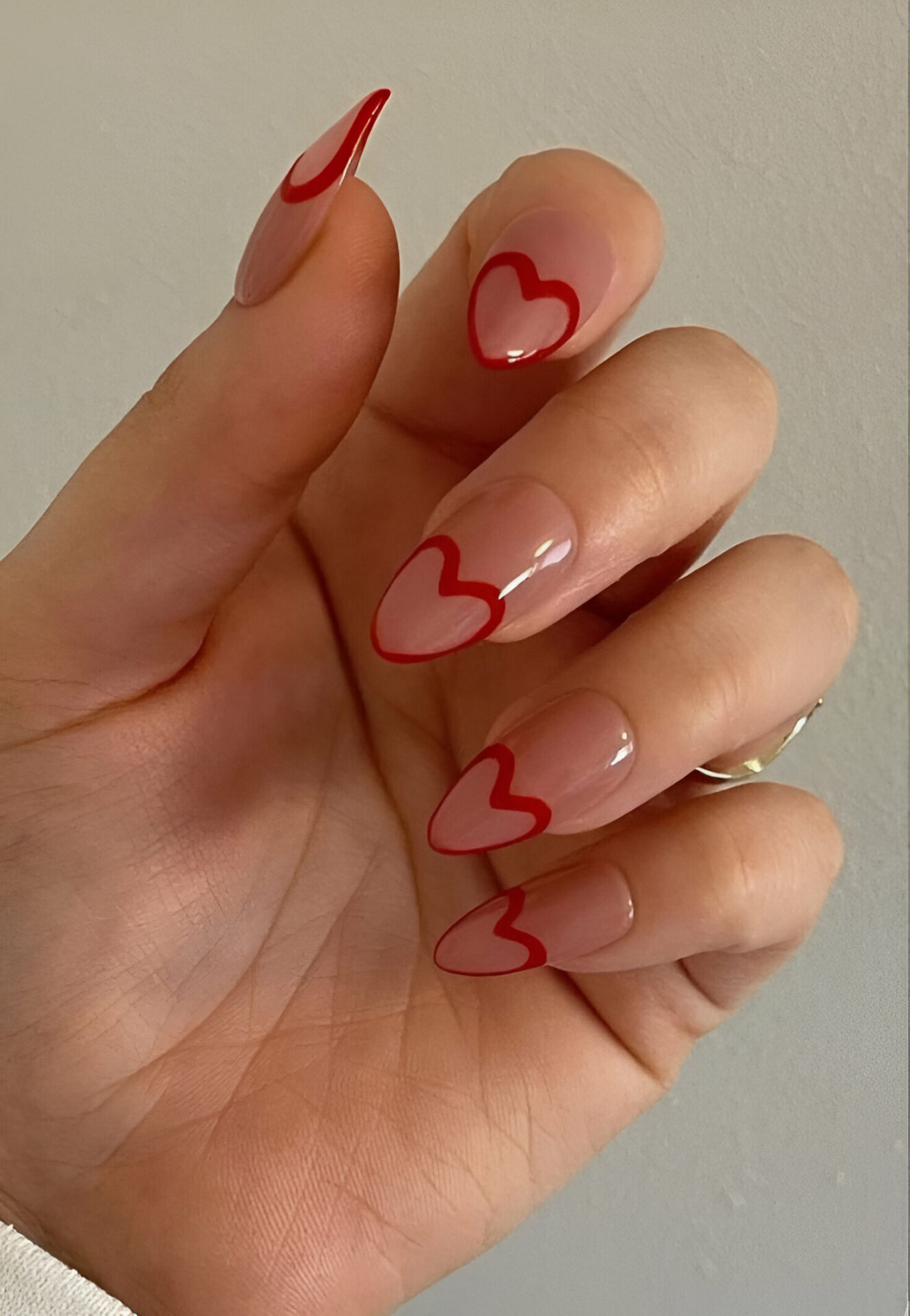Heart-Themed French Tips 10