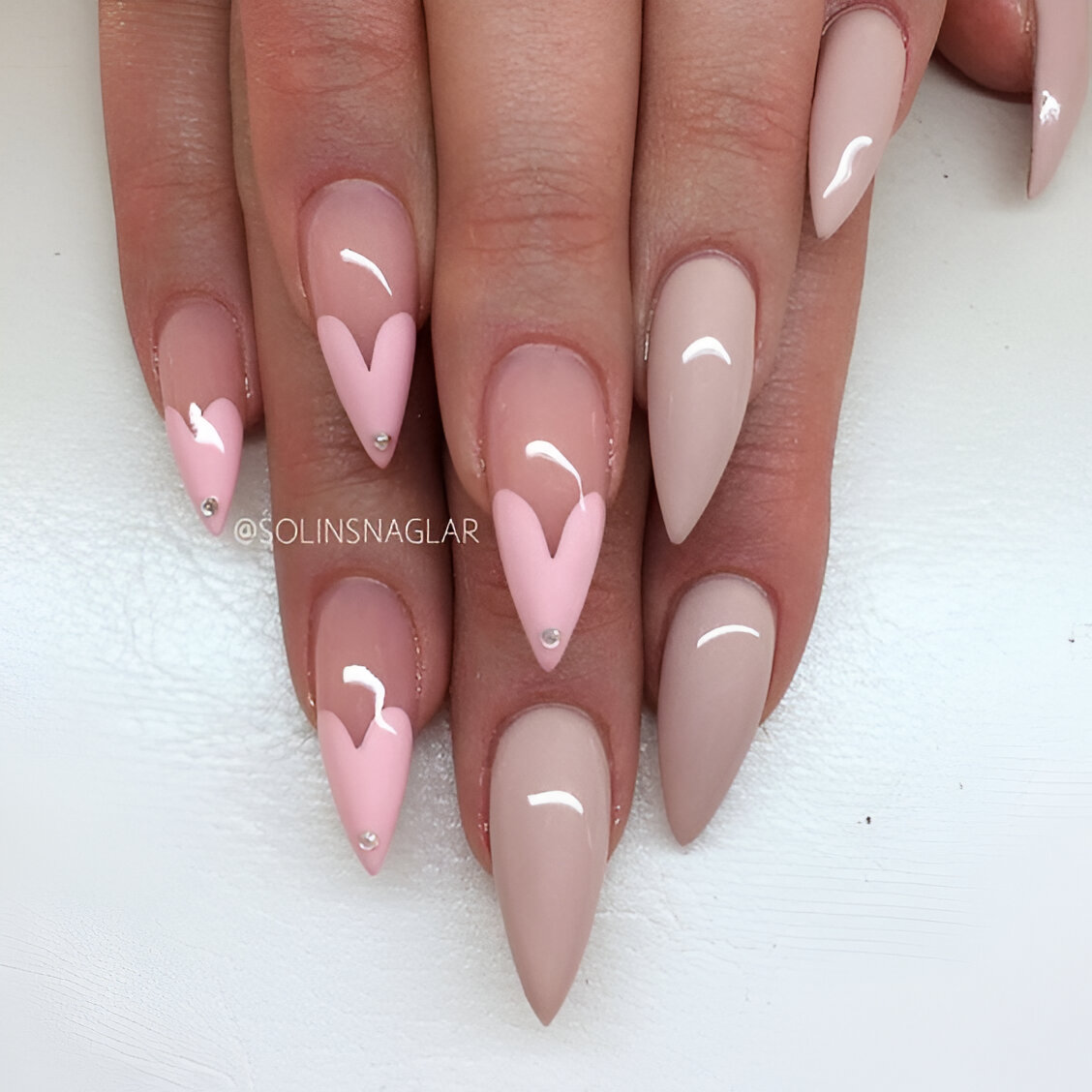Heart-Themed French Tips 2