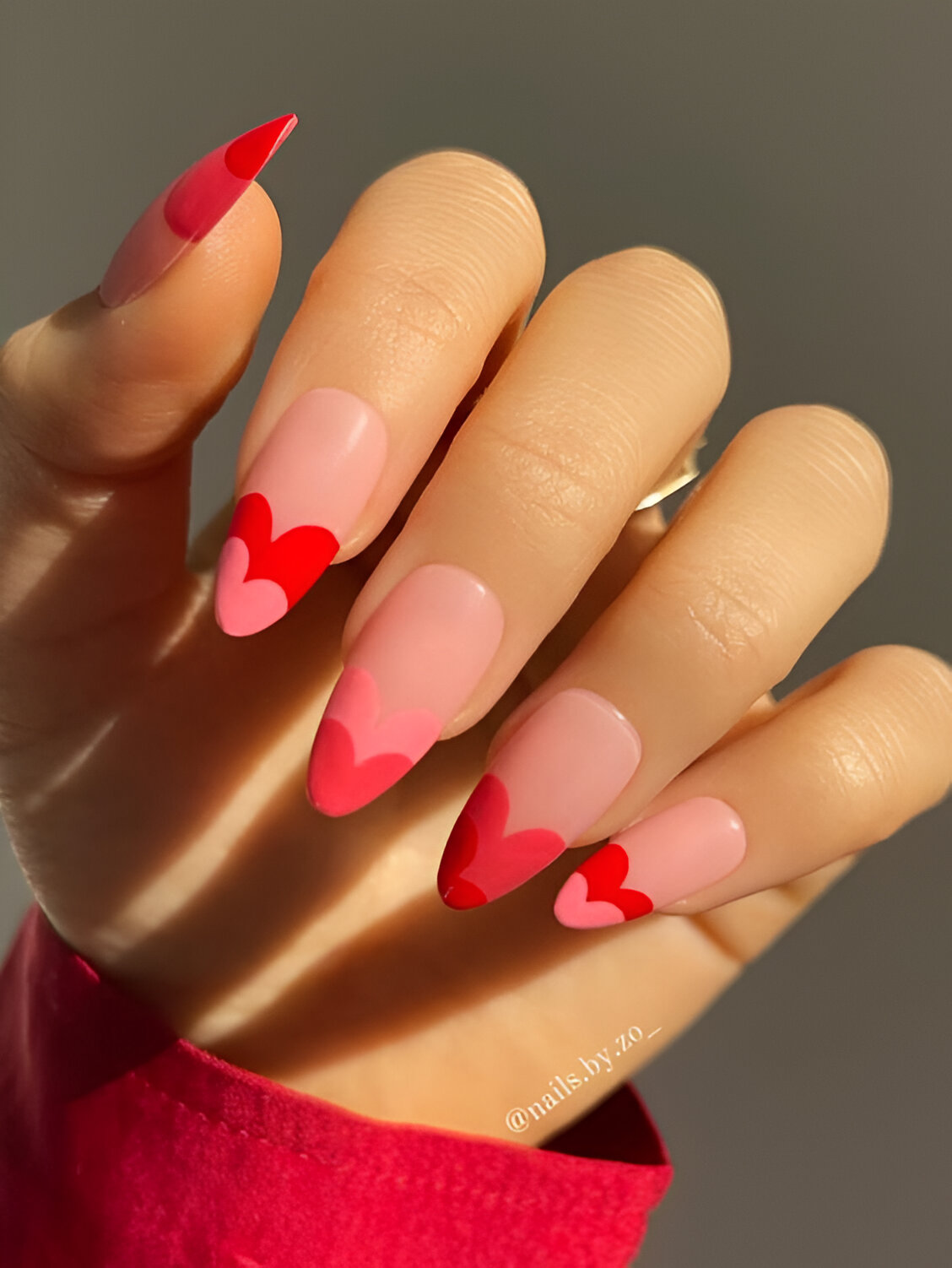 Heart-Themed French Tips 5