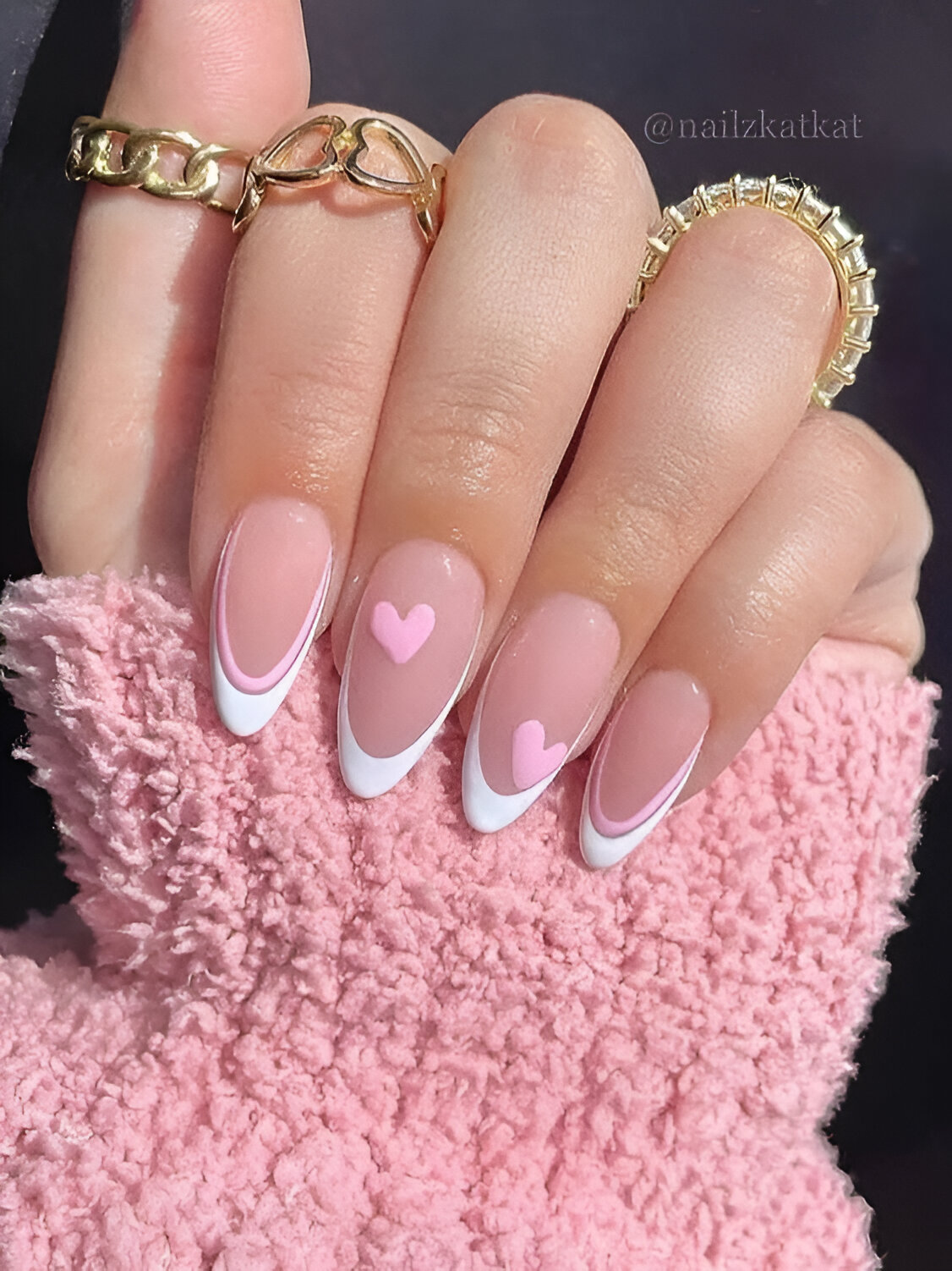 Heart-Themed French Tips 8