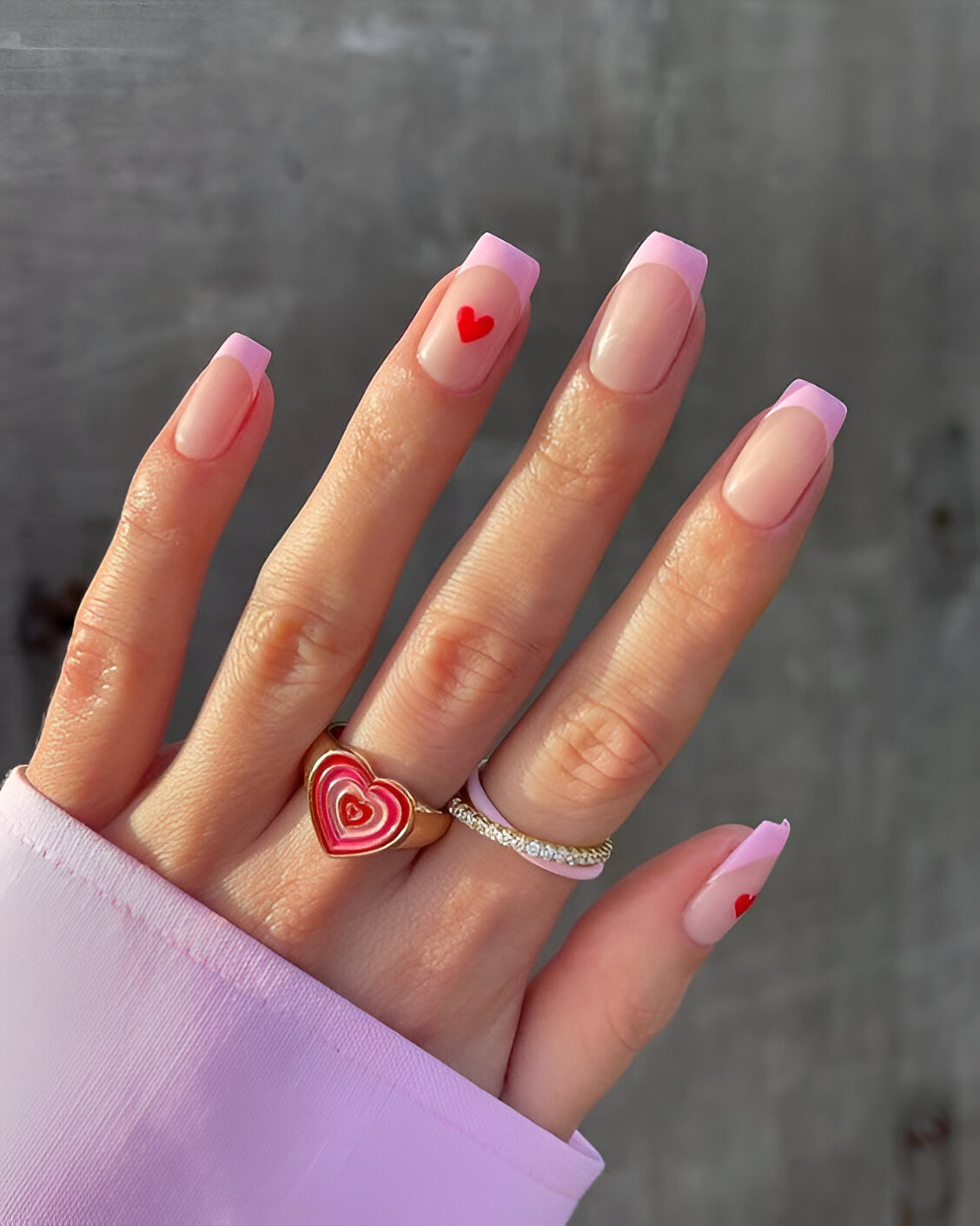 Heart-Themed French Tips 9