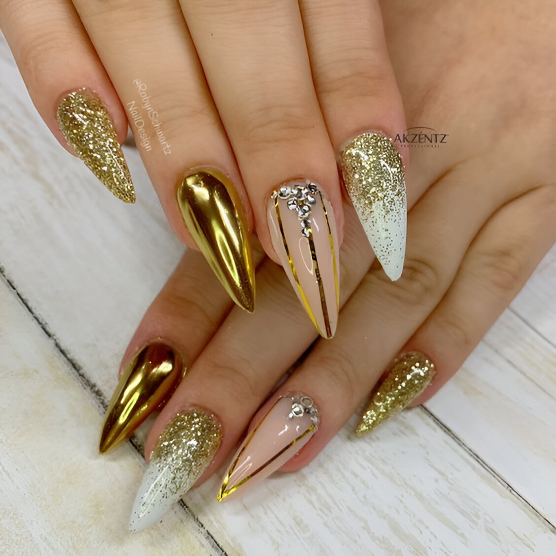 Mirror Chrome Gold Nails