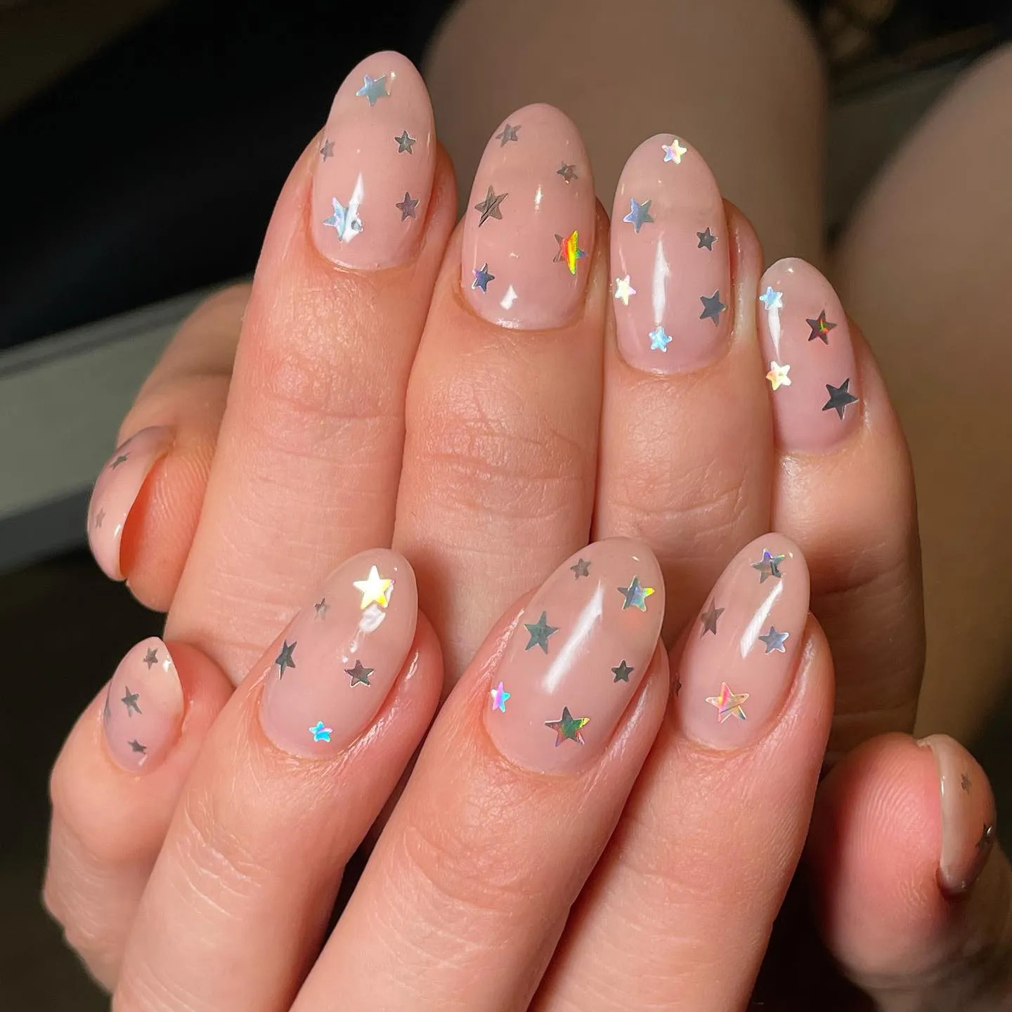 New Year's Eve Nails With Mini Stars