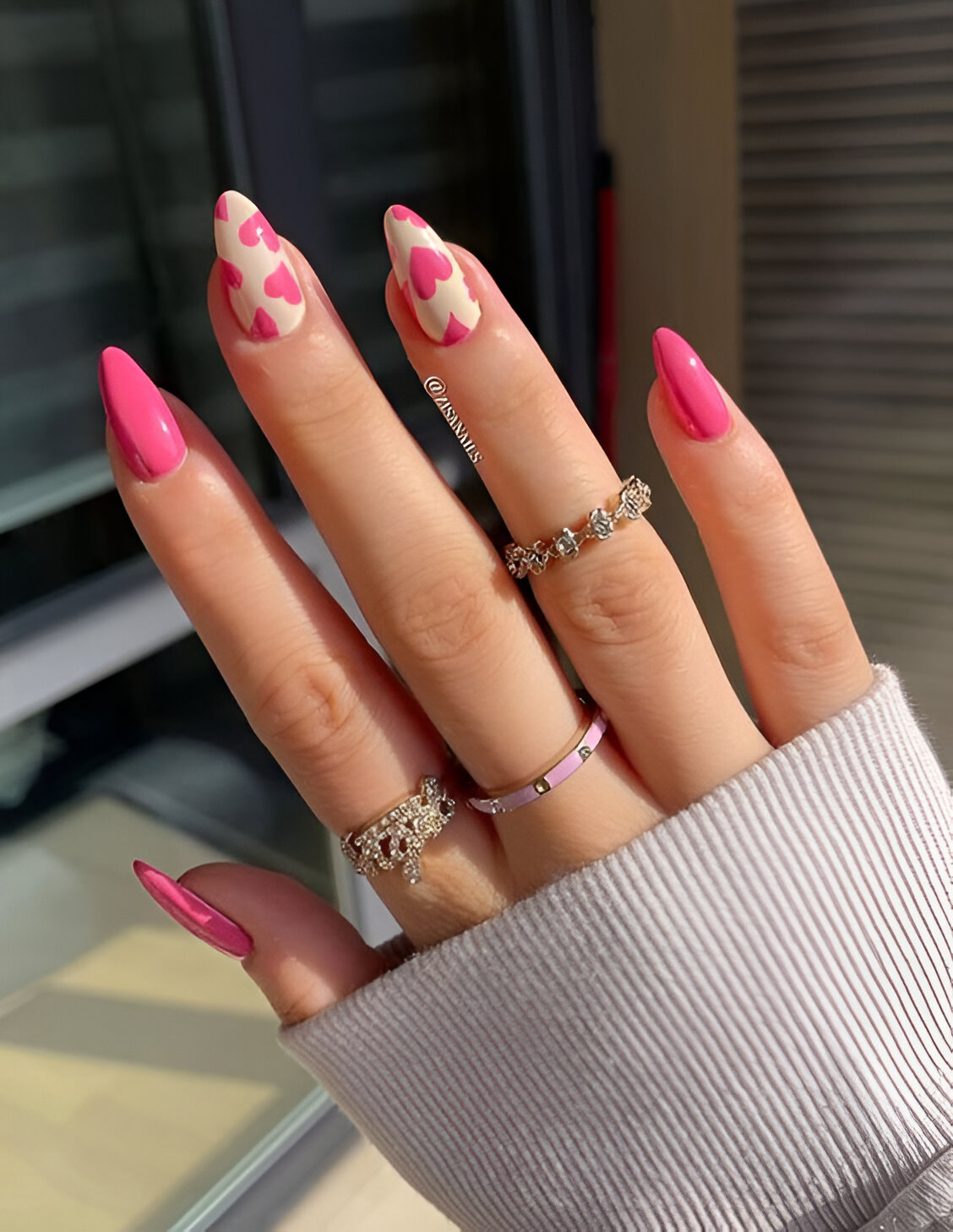 Pink Heart Manicures 5