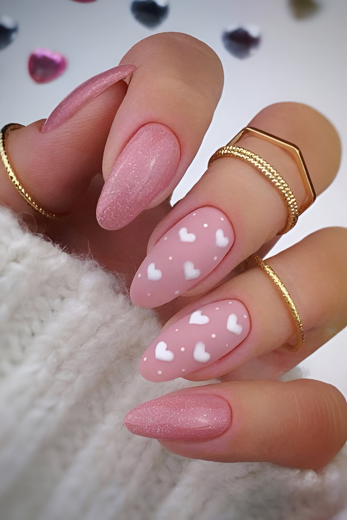 Pink Heart Manicures 6