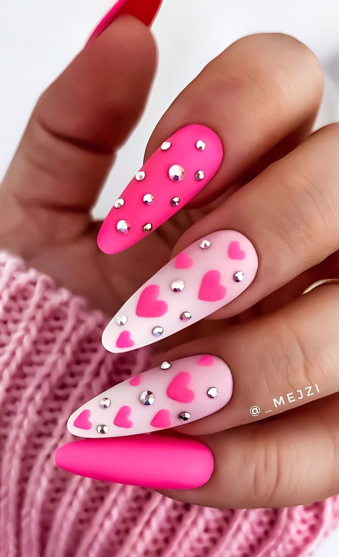 Pink Heart Manicures 7