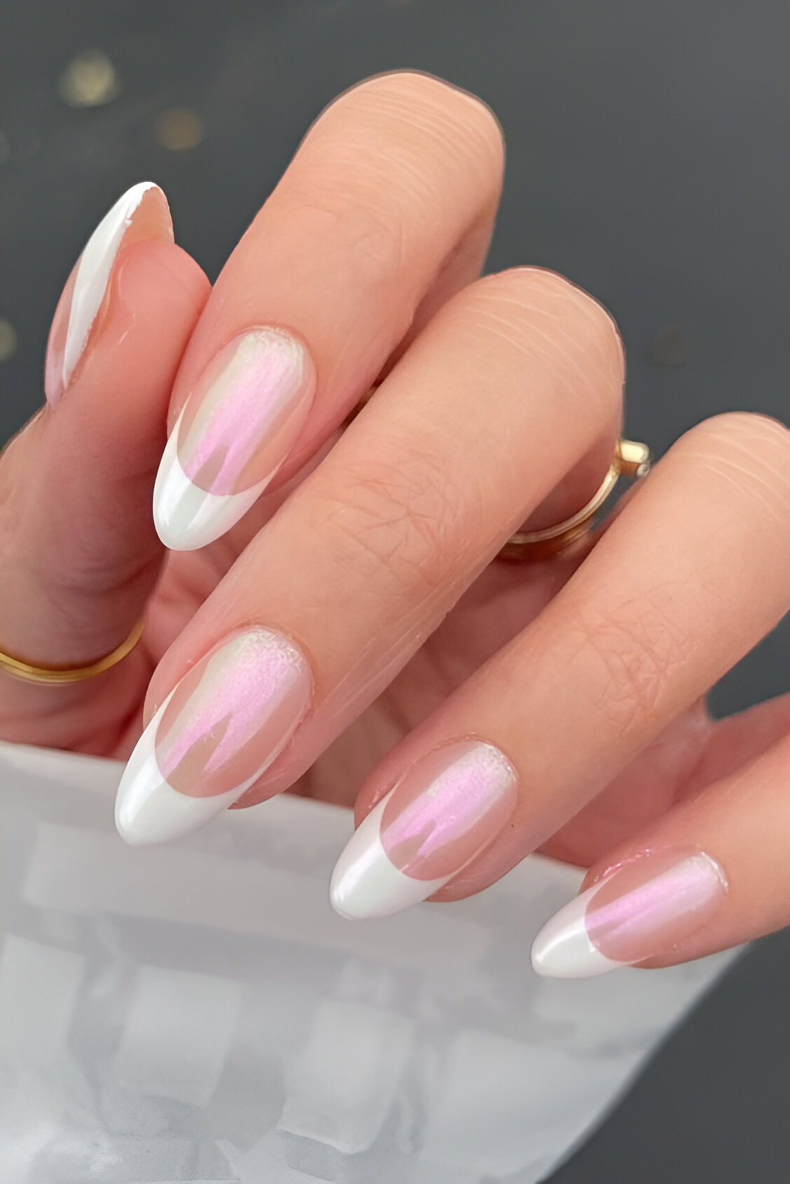 Short Almond French Tips 7