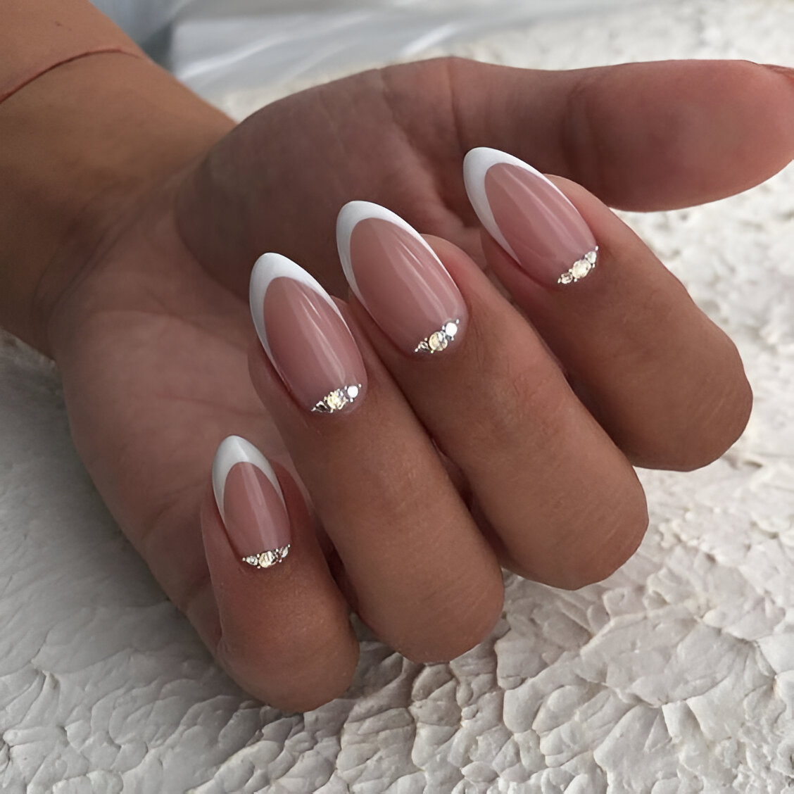 Short Almond French Tips 9