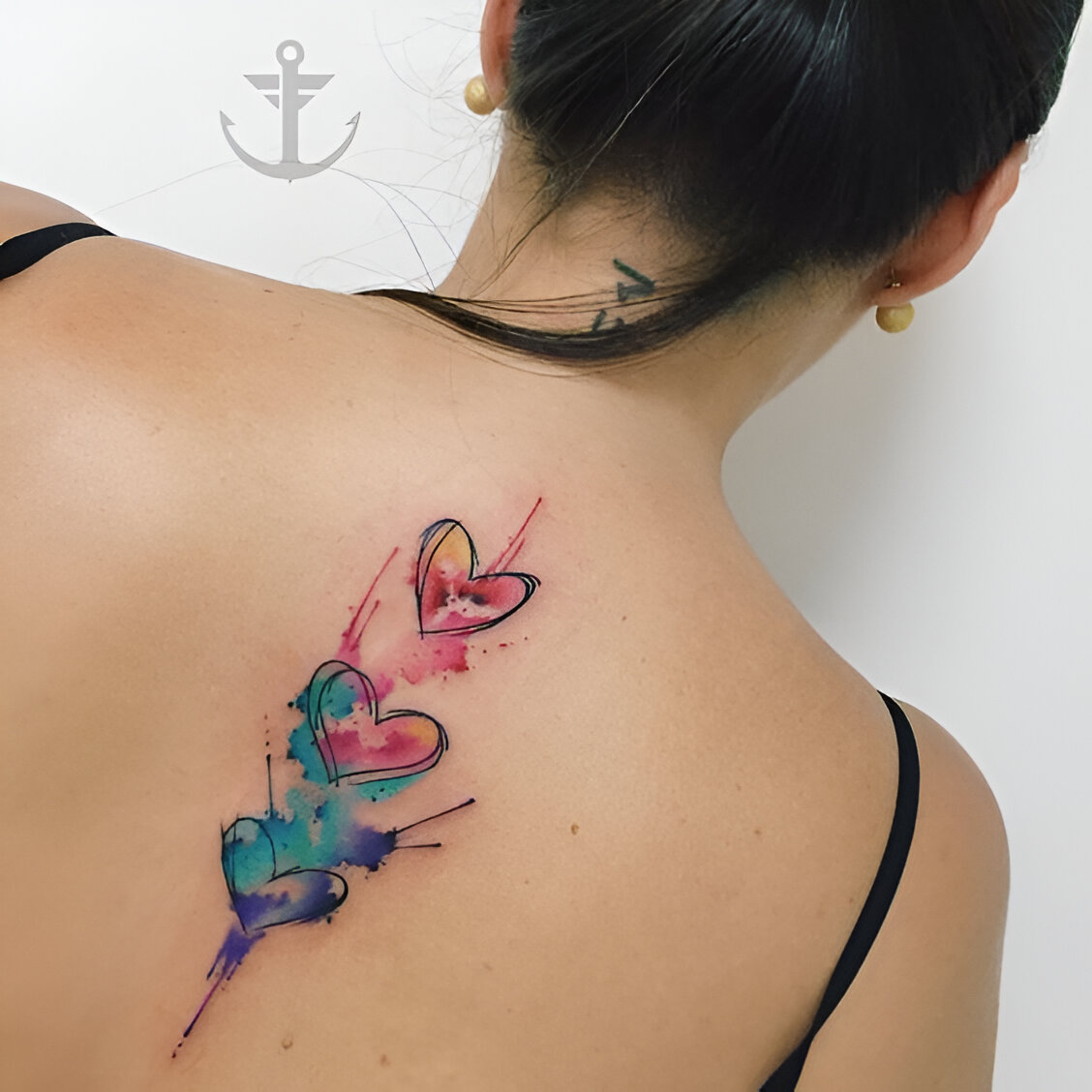 Watercolor Heart Tattoos 6