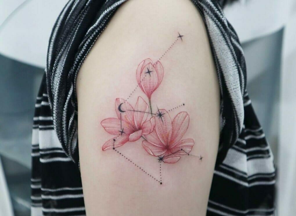 Aquarius Zodiac Flower Tattoos 2
