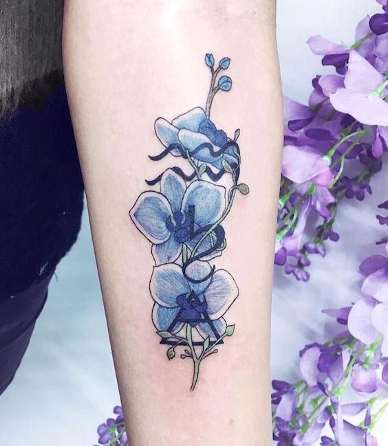 Aquarius Zodiac Flower Tattoos 3