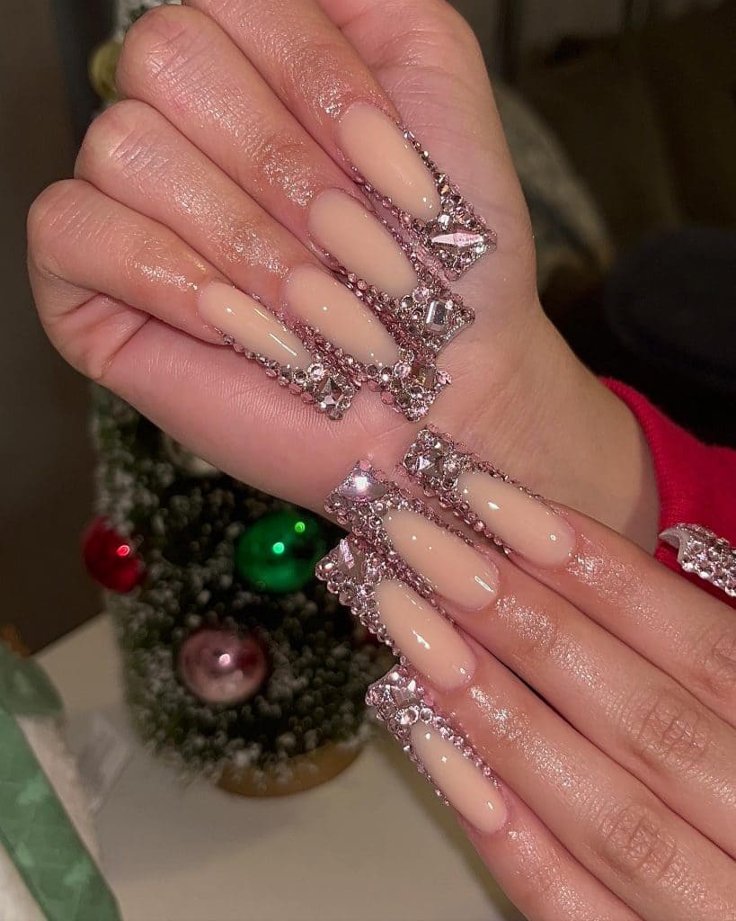 Bejeweled Nude Nails