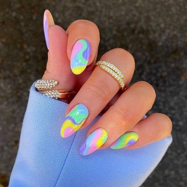 Bright Summery Swirls Nails Designs