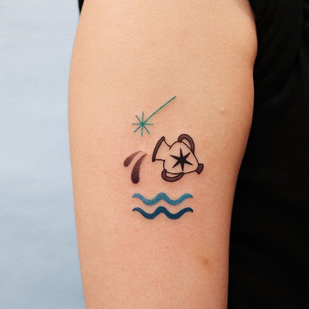 Cute Little Aquarius Tattoo Ideas 2