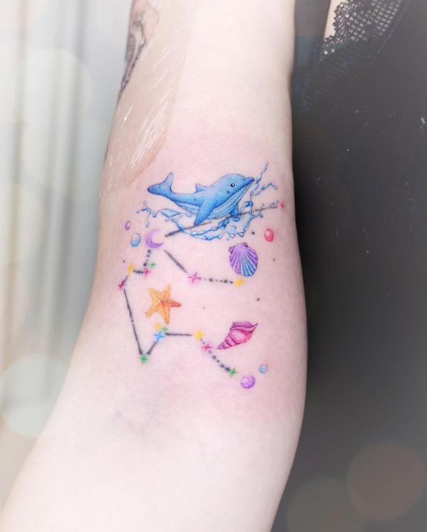 Cute Little Aquarius Tattoo Ideas 5