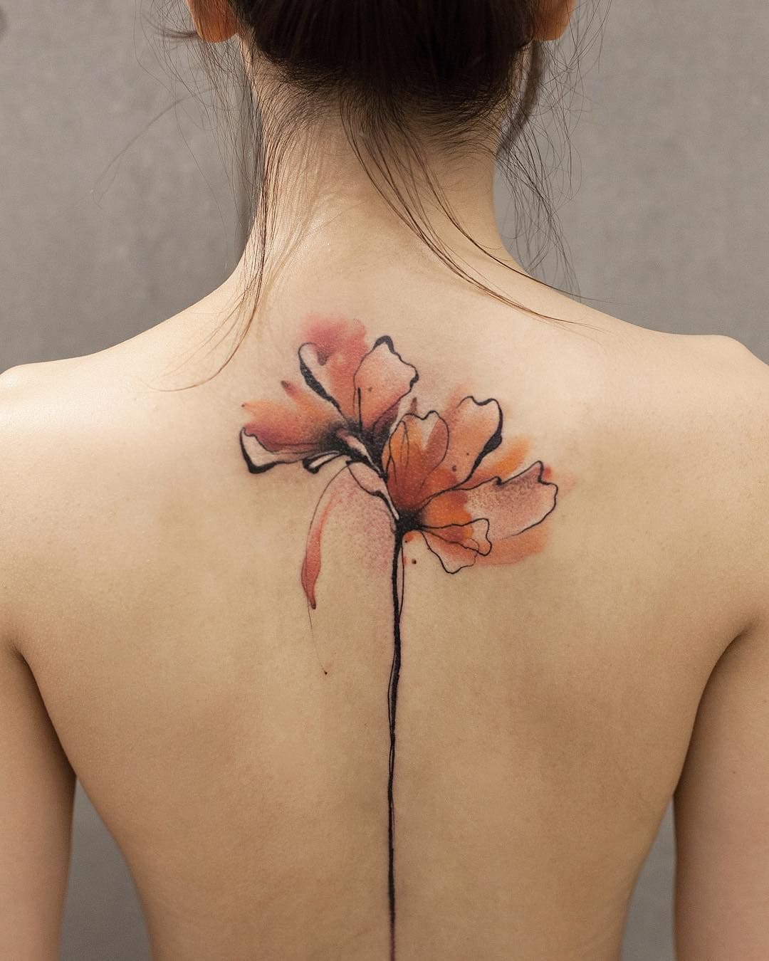 Floral Feminine Back Tattoos 5