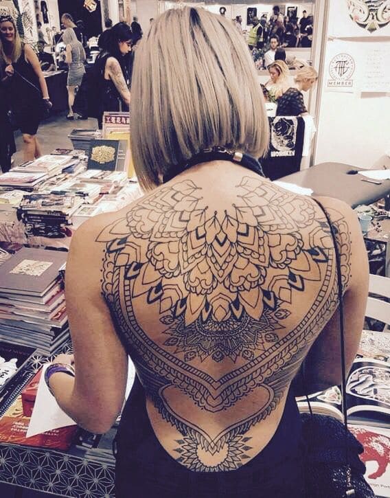 Fully Covered Back Tattoos For Ladies 1