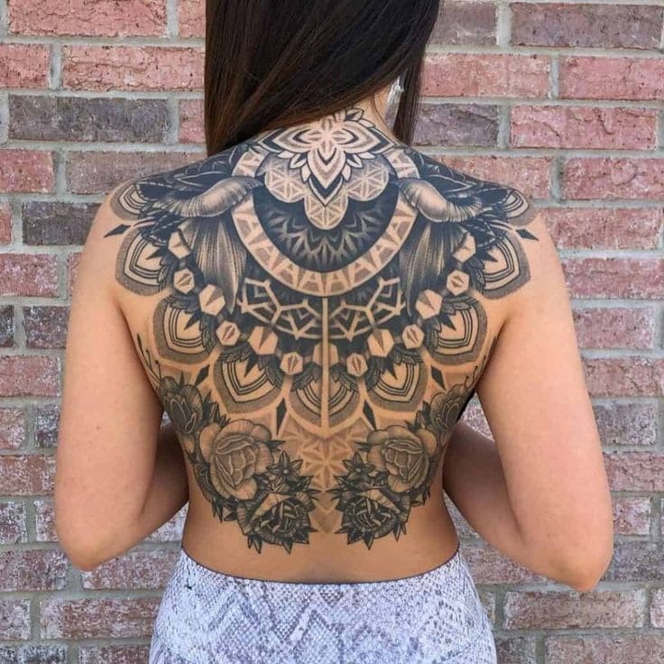 Fully Covered Back Tattoos For Ladies 2