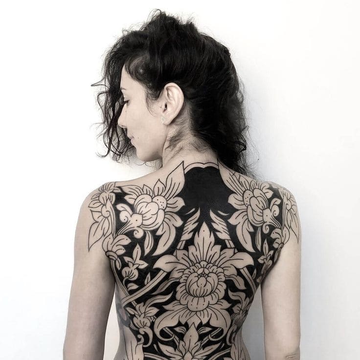 Fully Covered Back Tattoos For Ladies 5