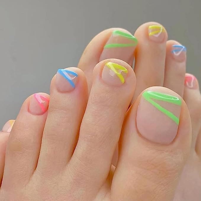 Multicolor Summer Toe Nails 1