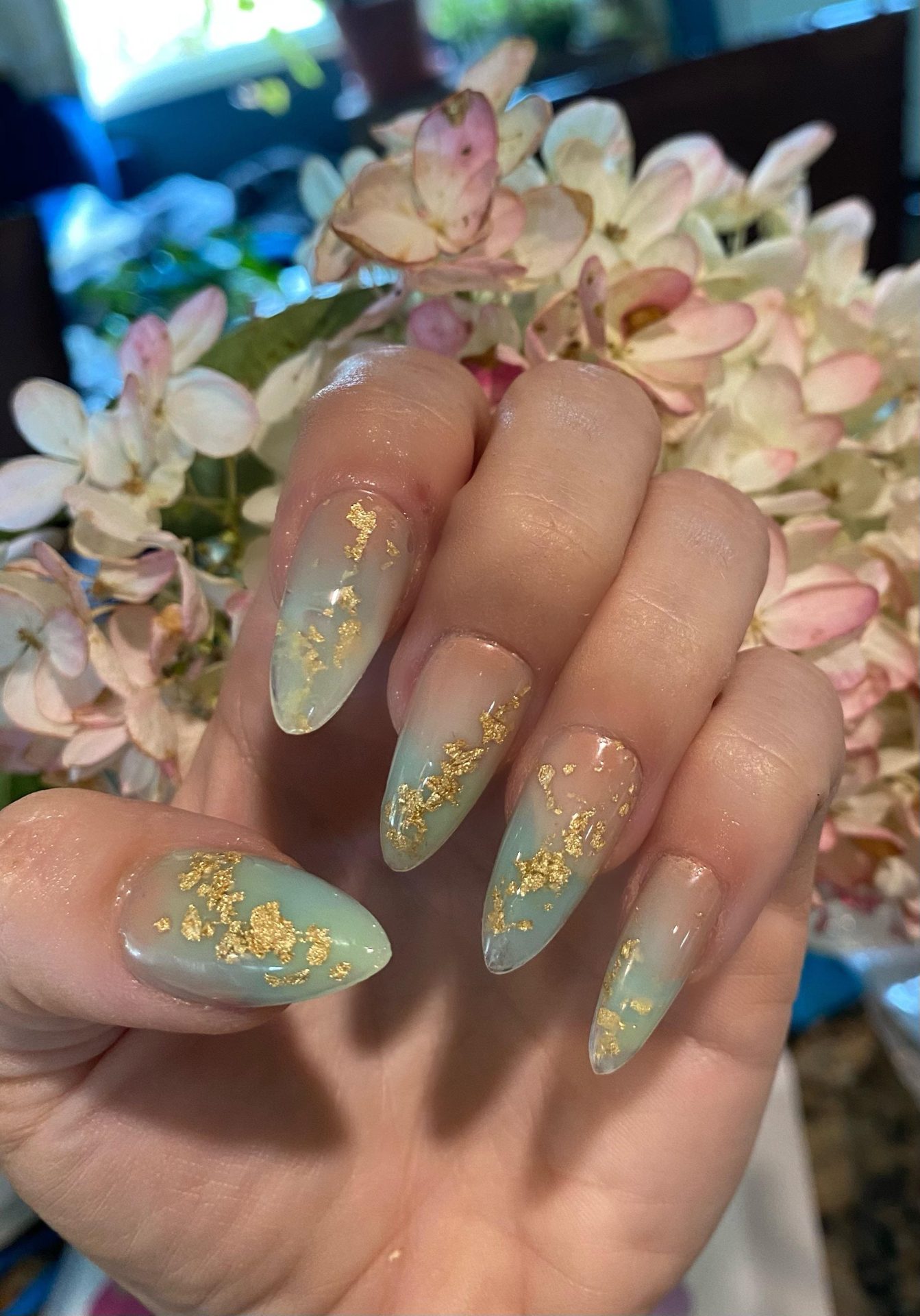 Nails With Gold Flakes