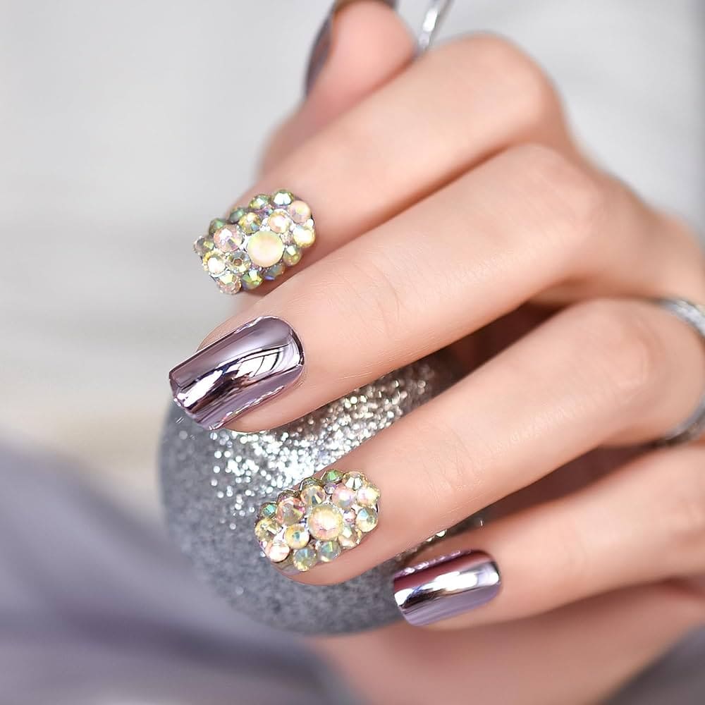 Short Bedazzled Mani 1