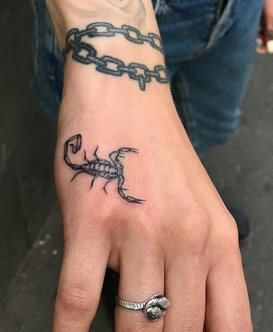 Small Scorpio Tattoos On Hand 1