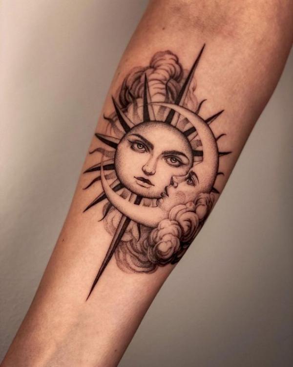 Sun and Moon Gemini Tattoo 1