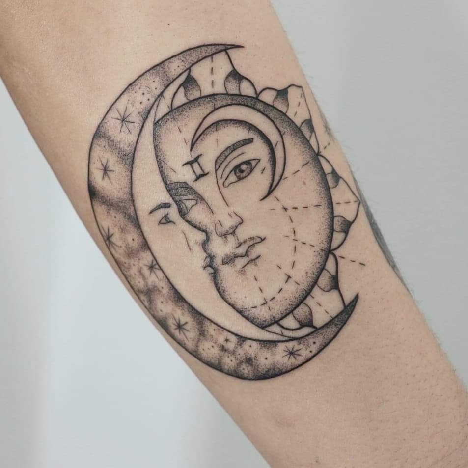 Sun and Moon Gemini Tattoo 2