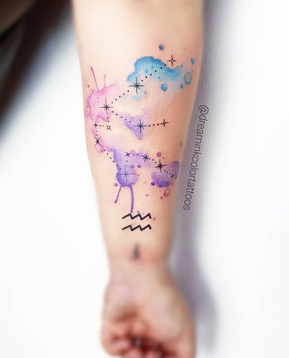 Vibrant Colored Tattoos For Aquarius Girls 1
