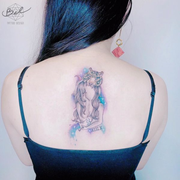 Vibrant Colored Tattoos For Aquarius Girls 4