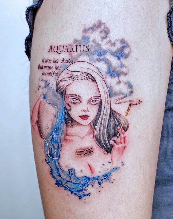 Vibrant Colored Tattoos For Aquarius Girls 5