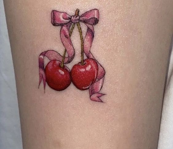 Cherry Bow Tattoo Designs 1