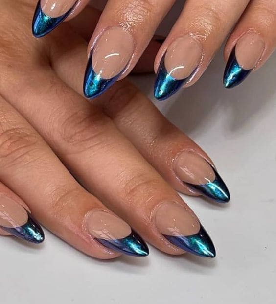 Chromatic French Tip Acrylic Nails 1