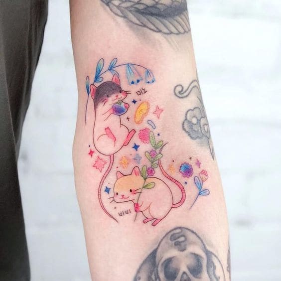 Color Lined Animal Tattoo Ideas 3