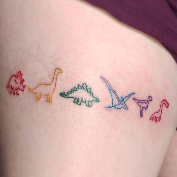 Color Lined Animal Tattoo Ideas 5